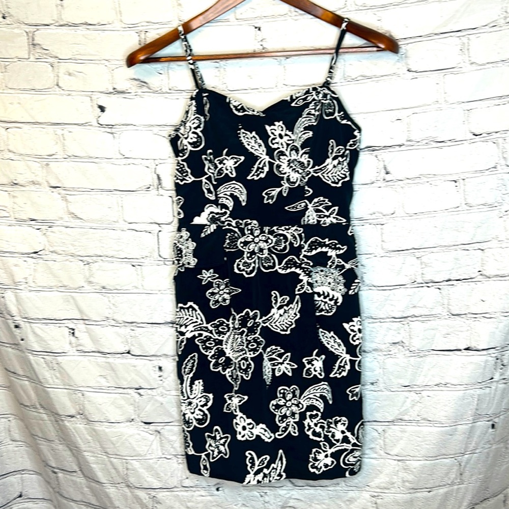 American Eagle Outfitters Black White Floral Spaghetti Strap Dress Size 0